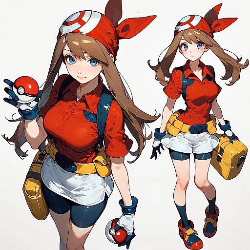 Detailed Anime Girl with Poké Ball