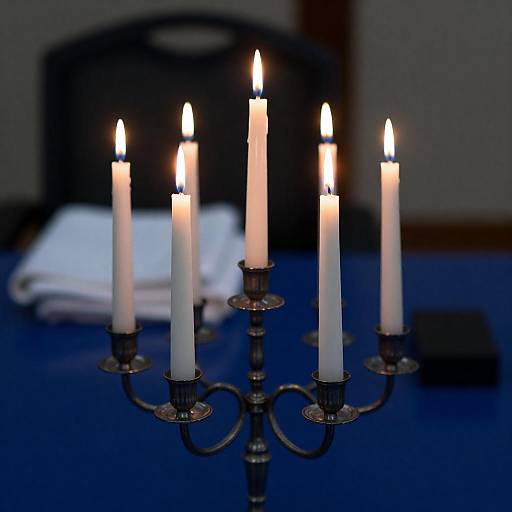 Black Metal Candelabrum with Eight Candles
