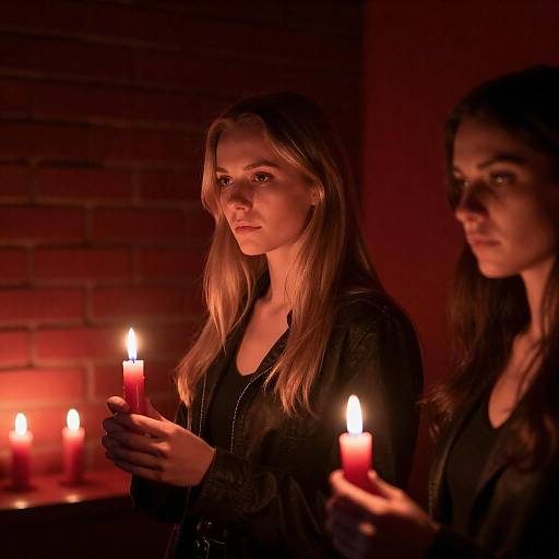 Mystical Candlelit Moment with Two Women