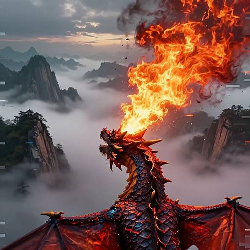 Surreal Dragon's Fiery Flight Viewpoint