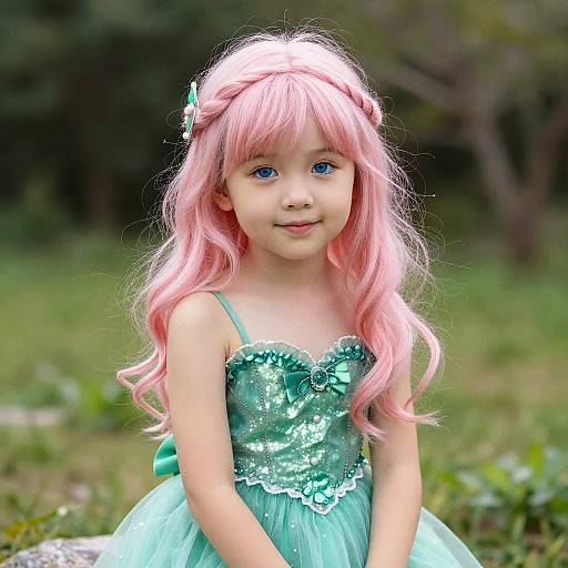 Sweet Pink-Haired Mermaid Girl