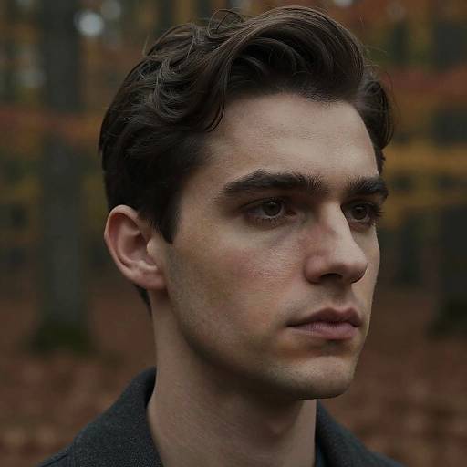 Photorealistic European Man in Autumn Forest