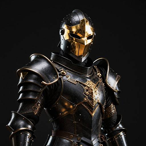 Gilded Cyber Knight in Black Armor
