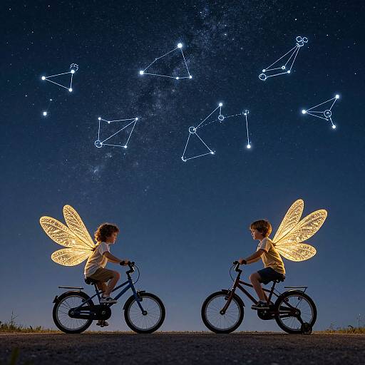 Children Biking Under Starlit Sky