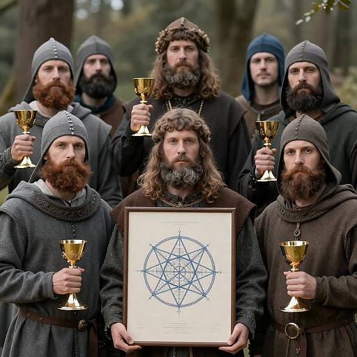 Medieval Brotherhood with Golden Chalices