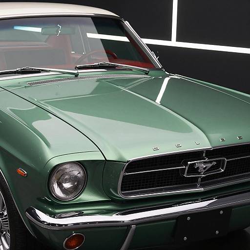 Classic Green Ford Mustang Close-Up Capture