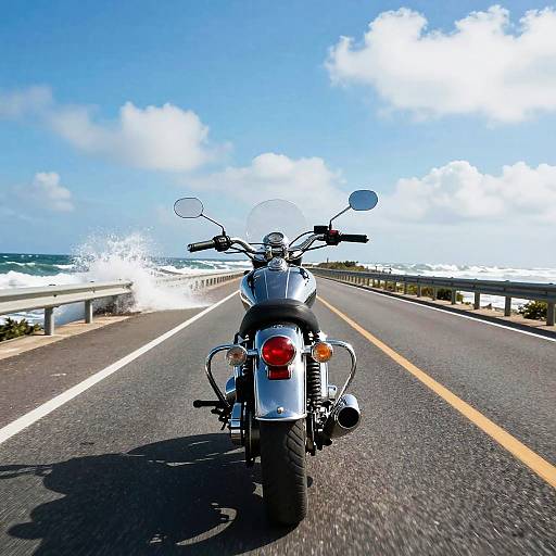 Vintage Motorcycle Coastal Highway View