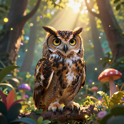 Majestic Owl in Twilight Forest
