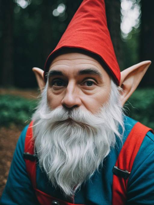 Man in Gnome Costume with White Beard