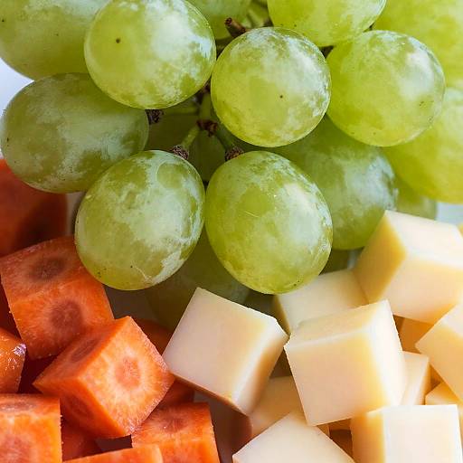 Close-Up Fresh Grapes and Veggies