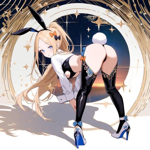 Blonde Woman in Bunny Costume on Floor