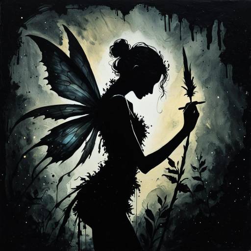 Ethereal Fairy Silhouette in Dark Forest Ethereal Fairy Silhouette in Dark Forest