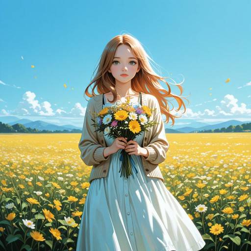 Graceful Girl Twirling in a Field
