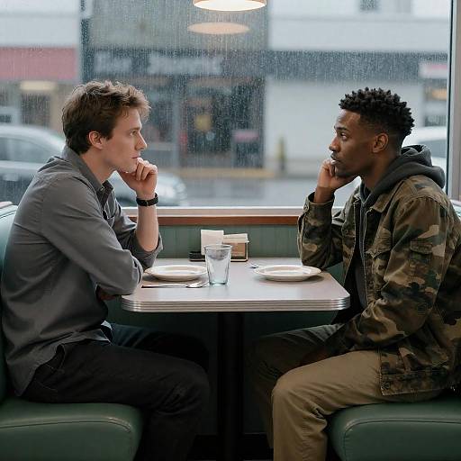 Intimate Diner Conversation Between Friends