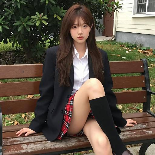 Young Asian Woman on a Bench