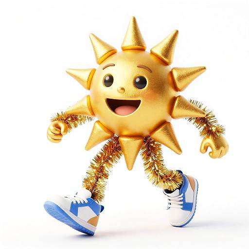 Cheerful Golden Sun Wearing Sporty Shoes