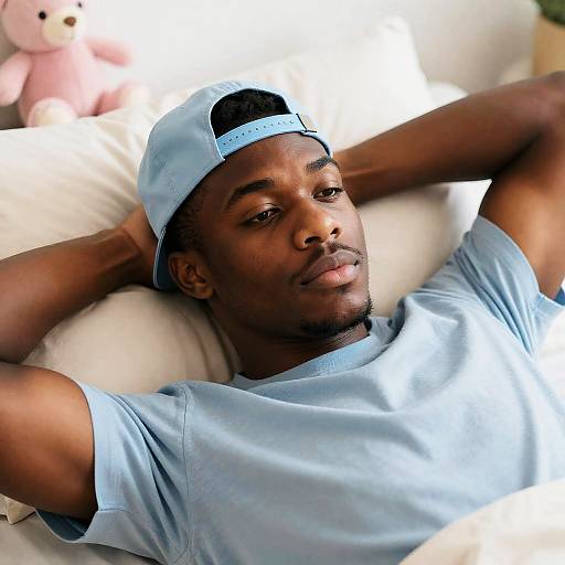 Calm Male Portrait in Cozy Bedroom