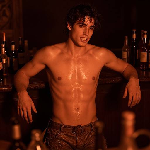 Handsome Roman in Cinematic Neon Light