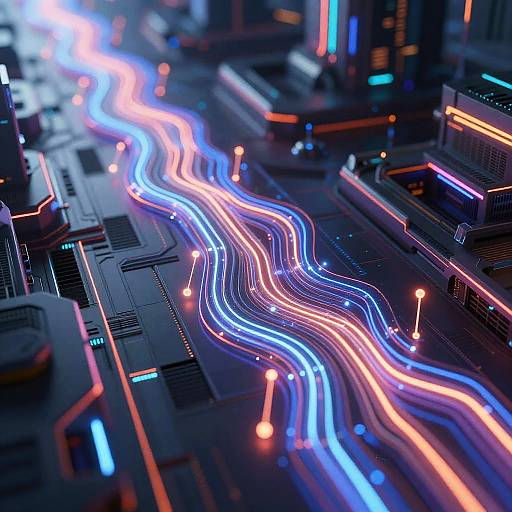 Futuristic Neon Cybernetic Data Stream