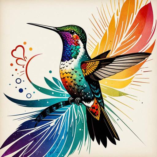 Abstract Rainbow Hummingbird Art