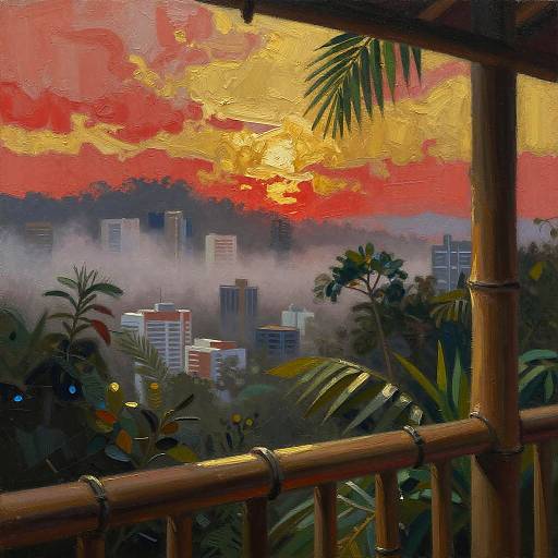 Impressionistic Foggy Rainforest View