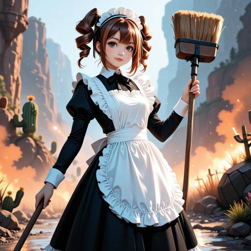 Cowgirl Maid in Wild-West Setting