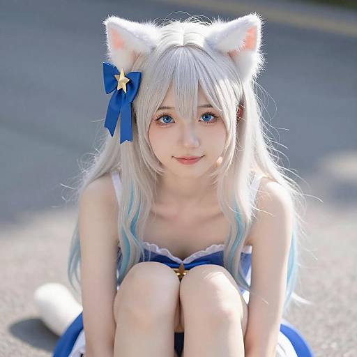 Portrait of Blonde Woman with Cat Ears