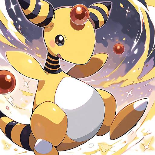 Illustration of Ampharos, pokemon in the style of Kitahara tomoe (kitahara koubou)