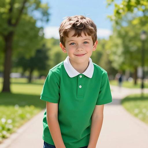 Confident Boy in Sunny Park