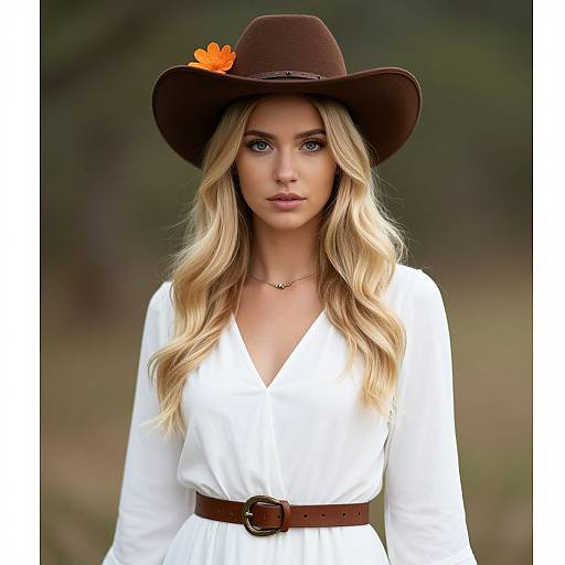 Young Blonde Woman in Cowboy Hat