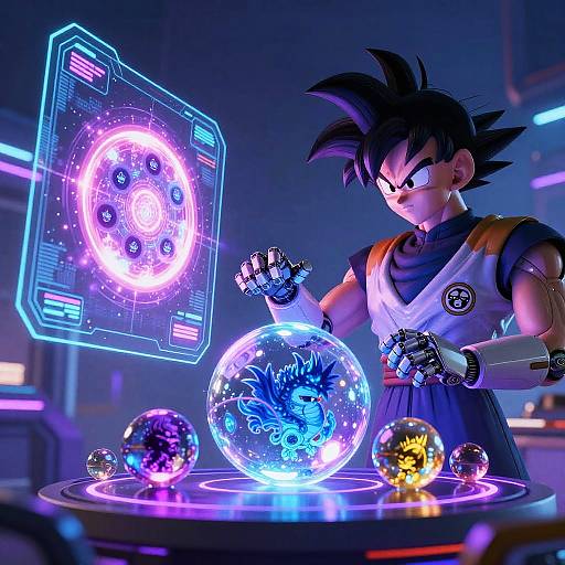Cyberpunk AI Creating Dragon Balls