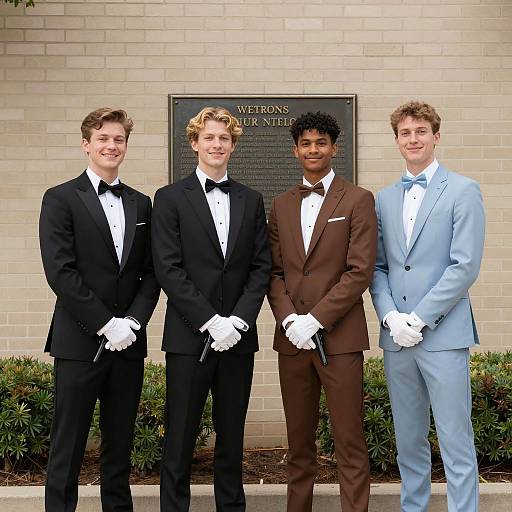 Dapper Gangsters in Front of Wall