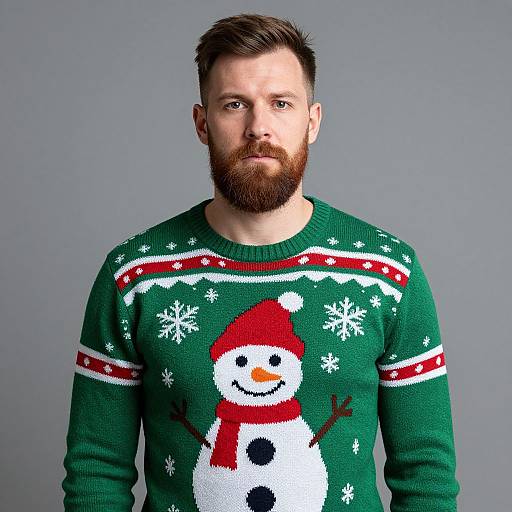 Bearded Man in Festive Christmas Sweater