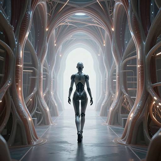 Futuristic Biomechanical Corridor Journey