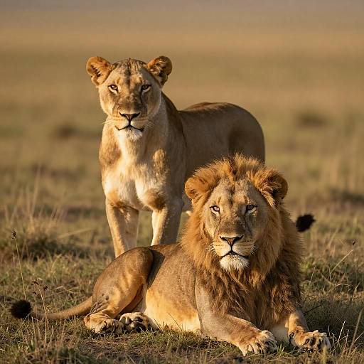 Lions in Golden Hour Savanna