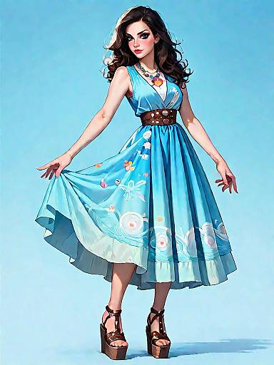 Bohemian Woman in Ethnic Print Dress