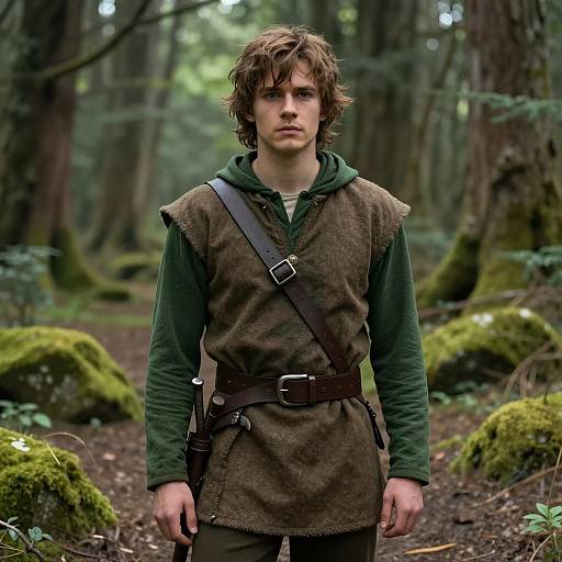 Young Man in Medieval Forest Costume