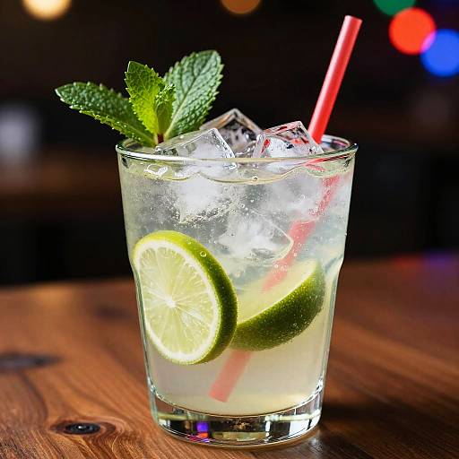 Icy Lime Mint Cocktail with Straw