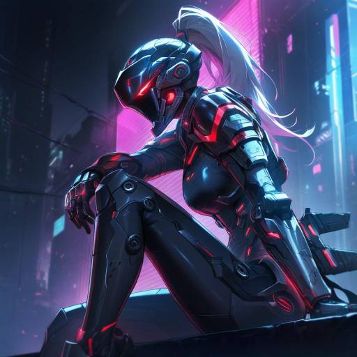 Cyberpunk Enforcer in a Dystopian Alley