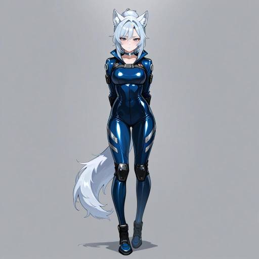 Fierce Wolf-Girl in Sci-Fi Bodysuit Fierce Wolf-Girl in Sci-Fi Bodysuit