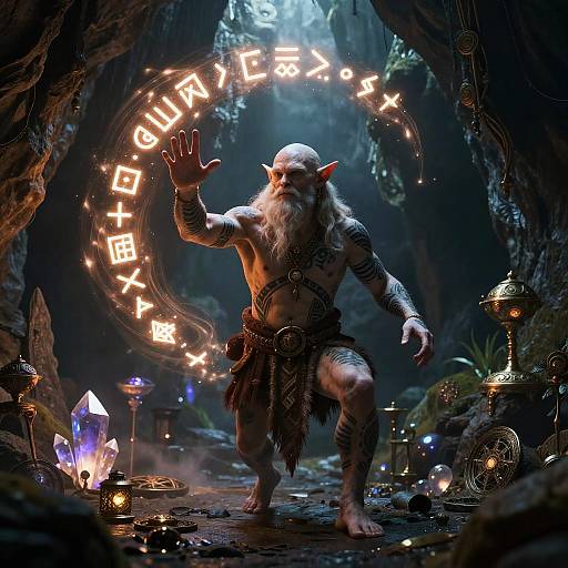 Bald Goblin Shaman Casting Spell