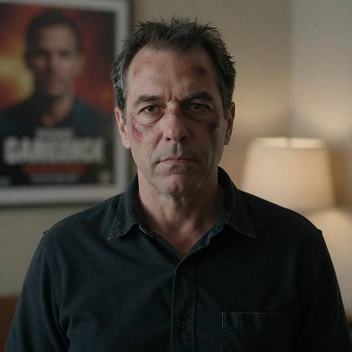 Serious Portrait of a Bruised Man