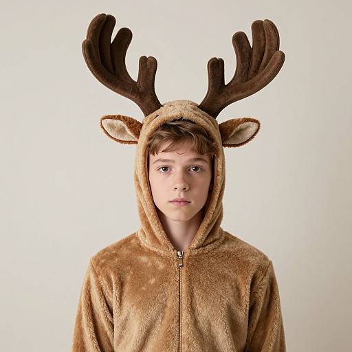 Realistic Boy in Deer Costume