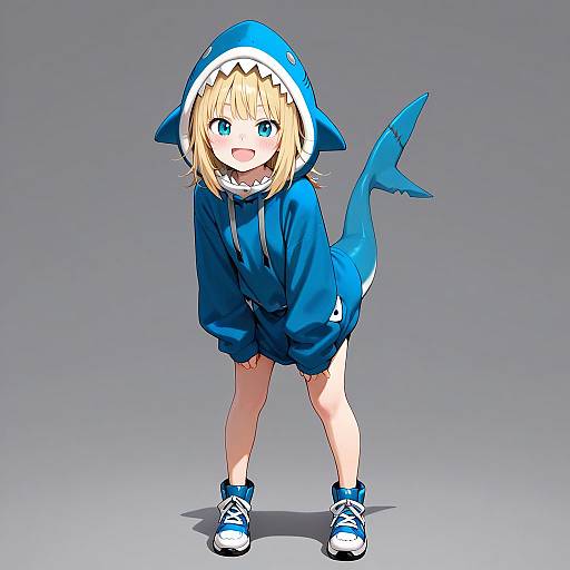 Gura Hoodie Anime Full-Body Portrait