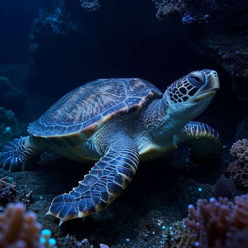 Human Turtle Hybrid in Underwater Cave