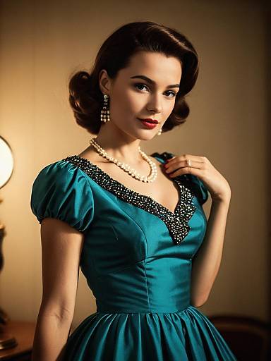 Photorealistic Retro Party Dress Portrait