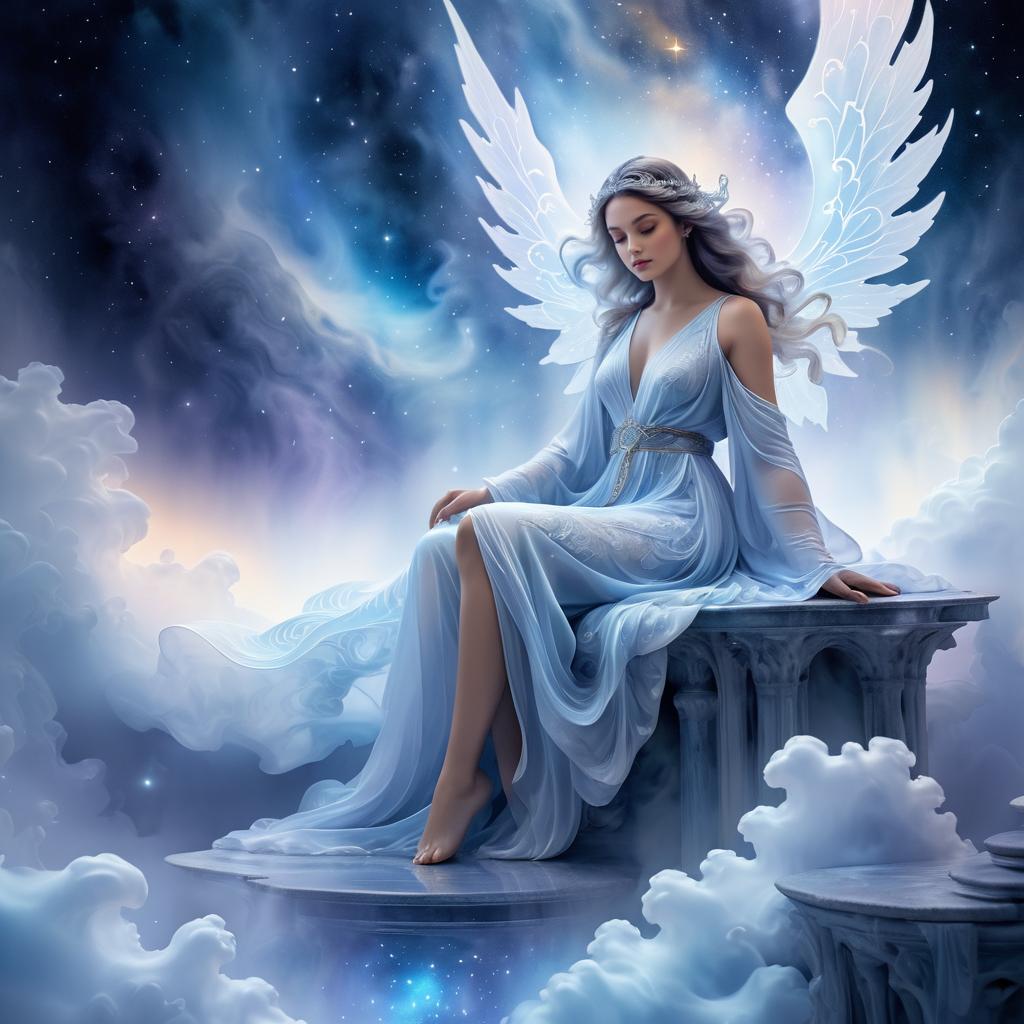 Celestial Angel in Ethereal Clouds