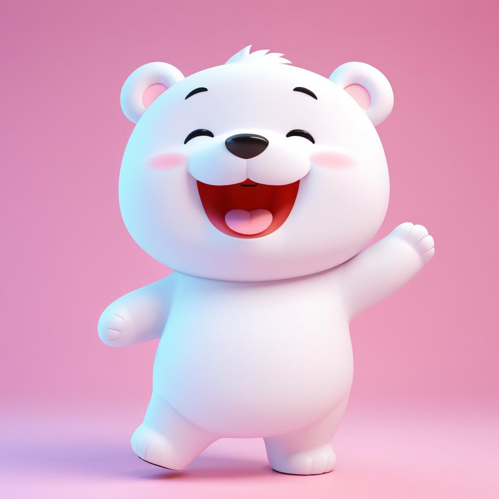 Kawaii Happy Bear 3D Animation Scene