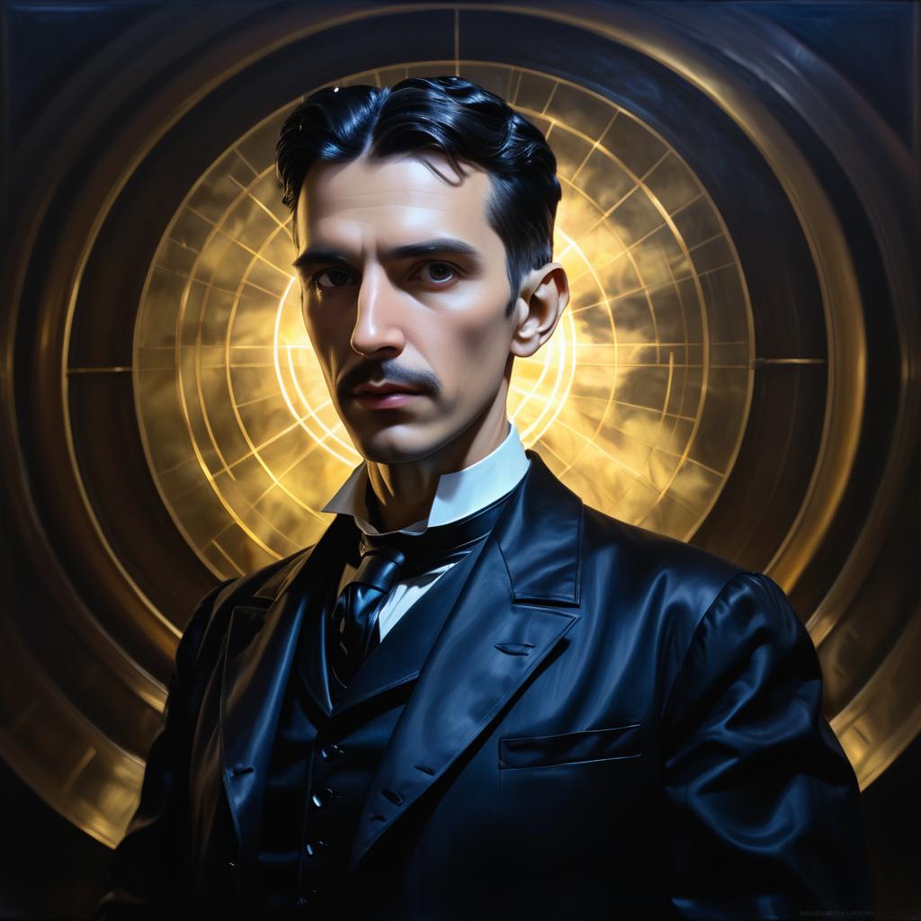 Dramatic Oil Painting of Nikola Tesla