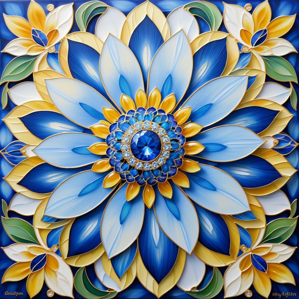 Cheerful Daisy with Blue Diamond Center